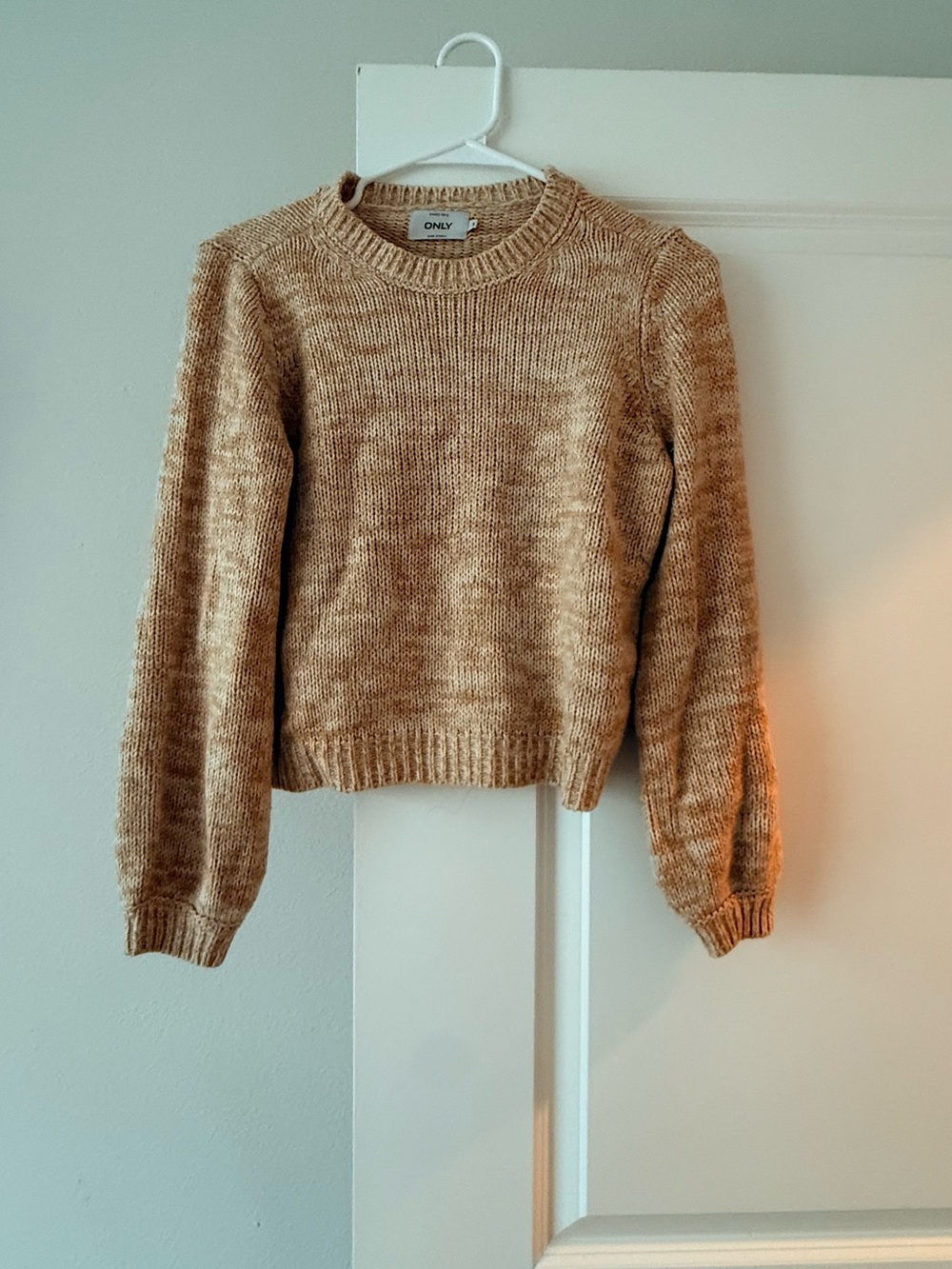 ONLY Beige Tan Crewneck Knit Sweater